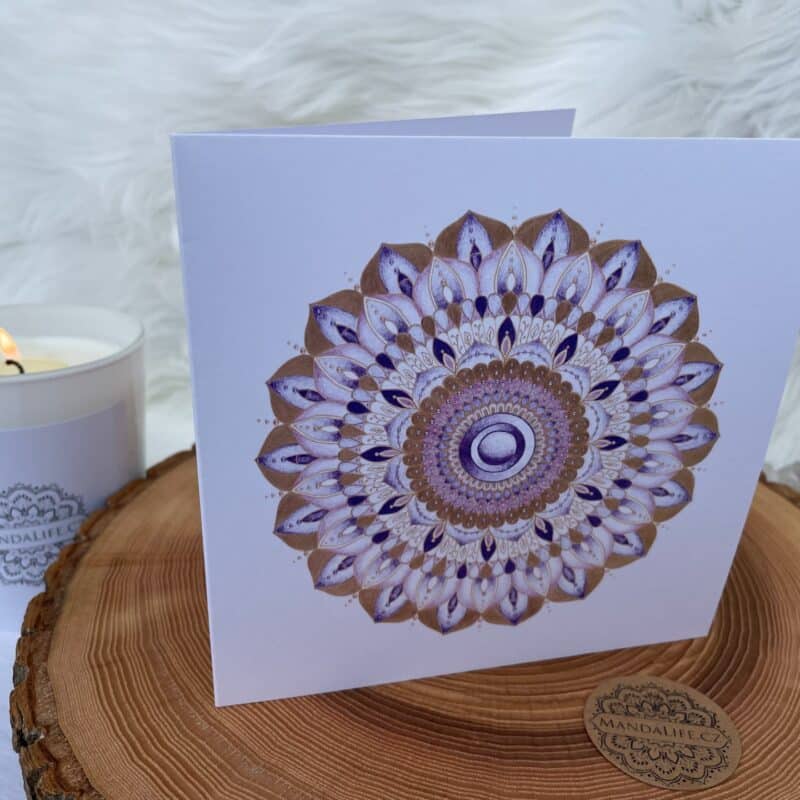 Mandalové přáníčko – Mandala KORUNNÍ ČAKRY 15cmx15cm